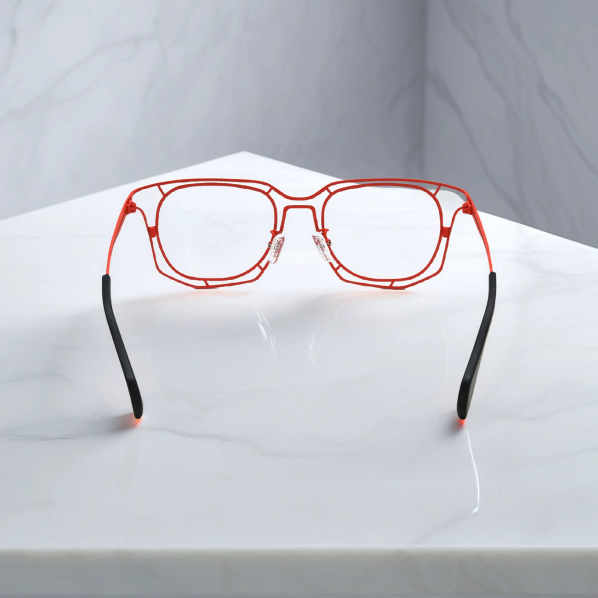 Rear view of Amber Blaze frame with color-blocking temples