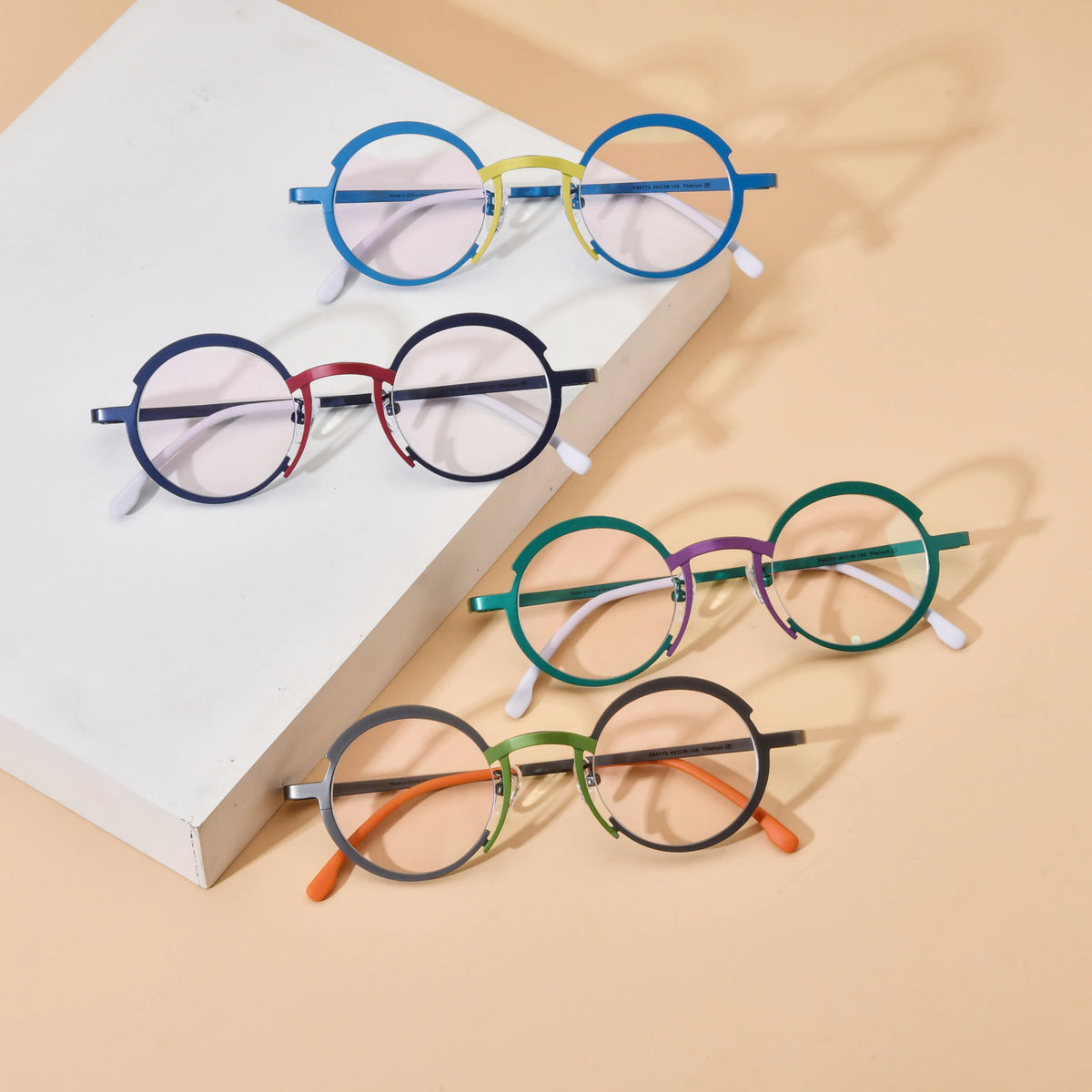 Barledear titanium round eyeglasses collection group image showing all available color variants