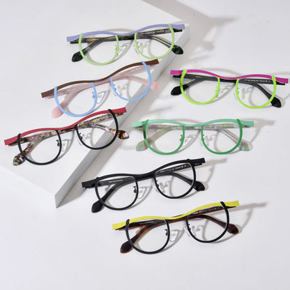 Barledear color-block butterfly titanium eyeglasses collection group image showing all available color variants