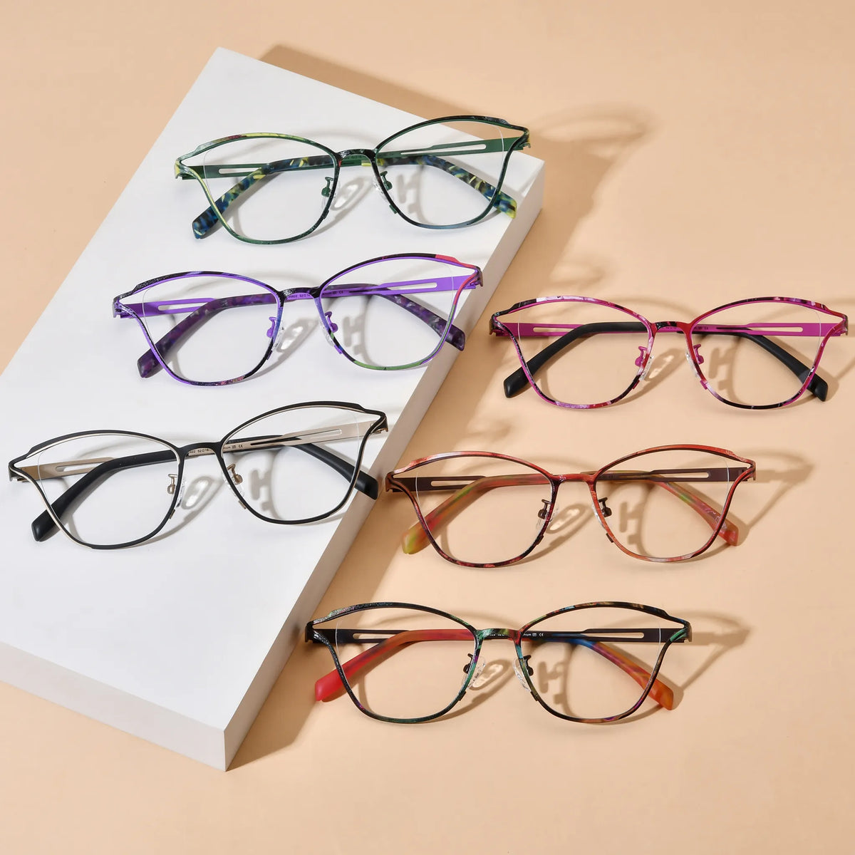 Barledear lightweight titanium butterfly cat-eye eyeglasses collection group image showing all available color variants