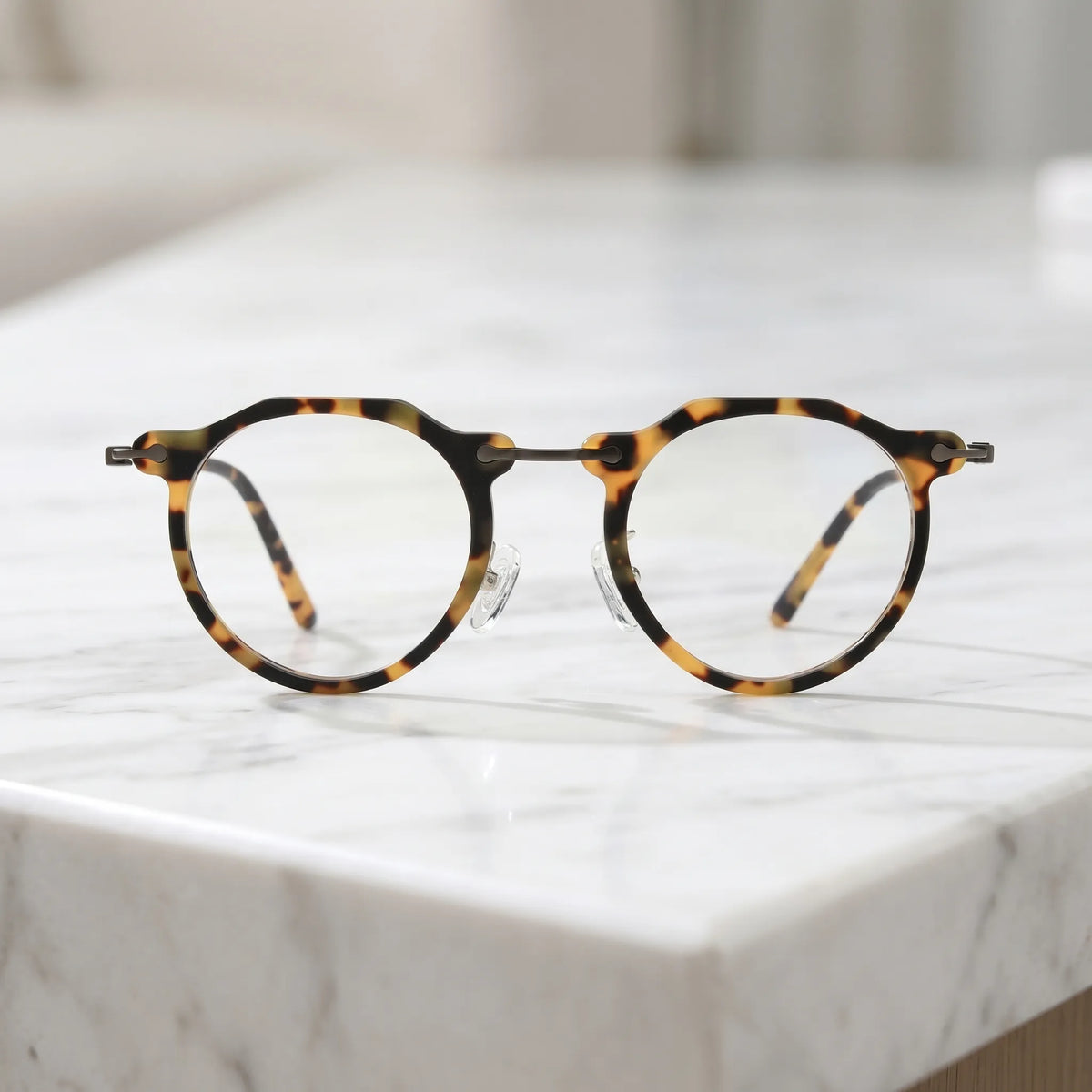 Barledear Amber Leopard eyeglasses shown in a clean lifestyle front view for everyday prescription eyewear