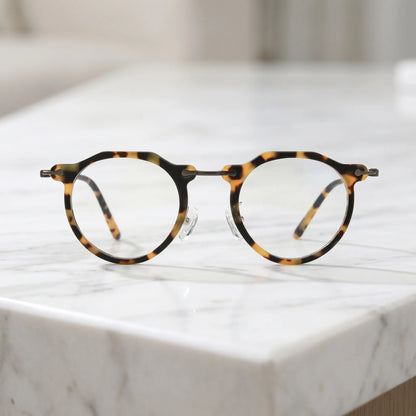 Barledear Amber Leopard eyeglasses shown in a clean lifestyle front view for everyday prescription eyewear