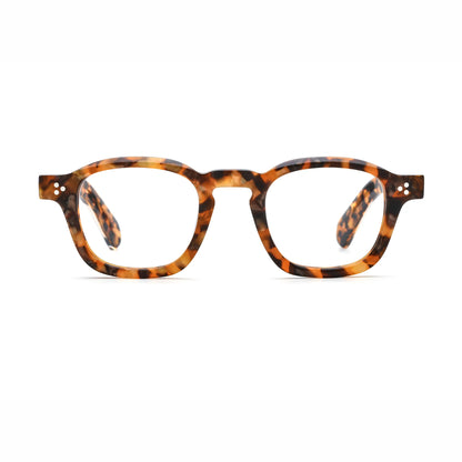 Barledear Amber Leopard Tortoise eyeglasses front view with lightweight retro square acetate frame