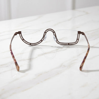 Barledear Amber Mosaic Brown eyeglasses back view showing temple shape and semi-rim frame structure