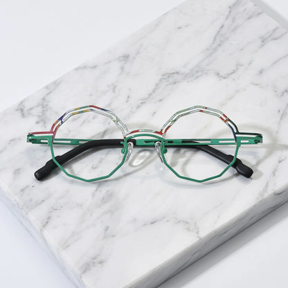 Barledear Aqua Mosaic eyeglasses folded display showing frame and temple design