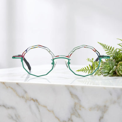 Barledear Aqua Mosaic eyeglasses shown in a clean lifestyle front view
