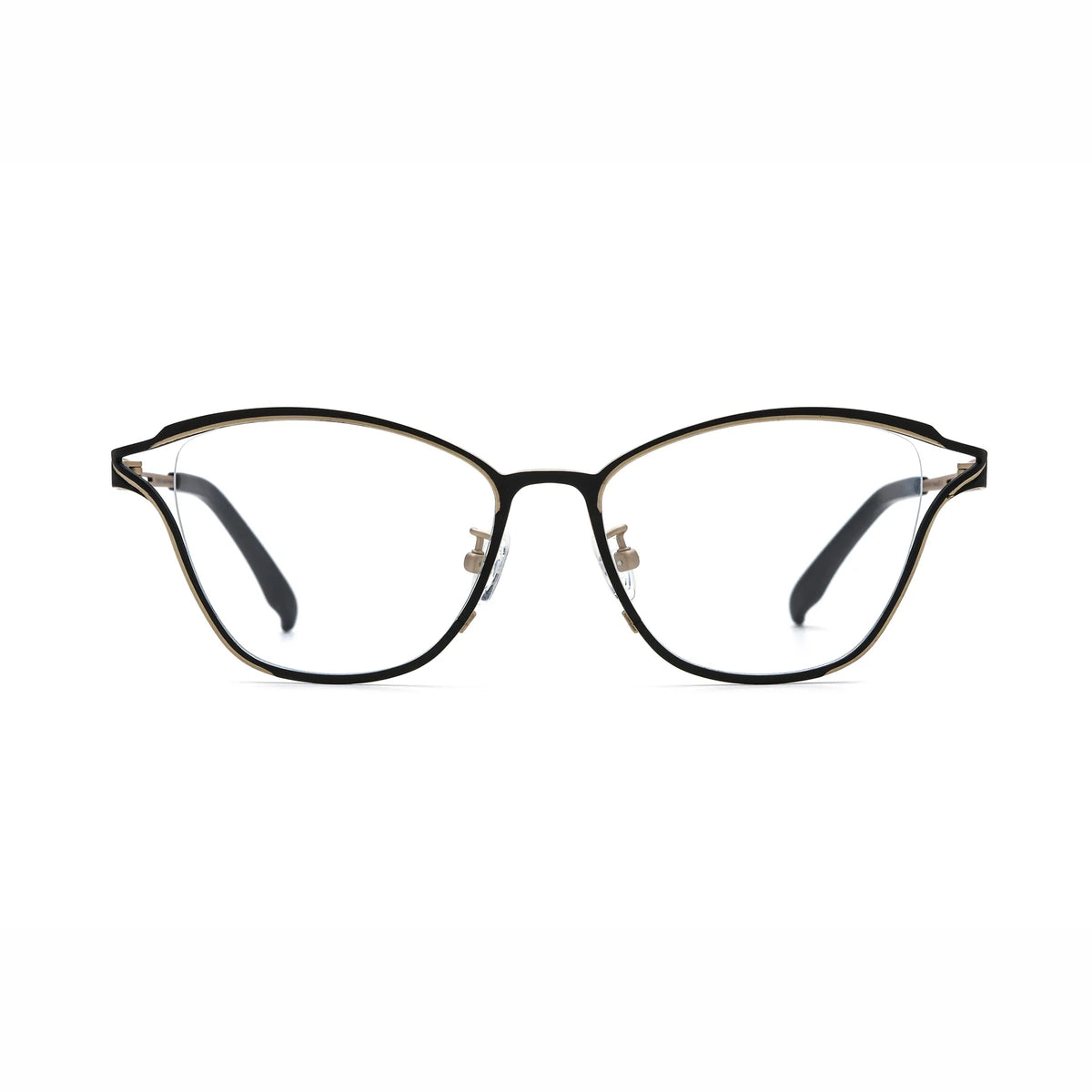Barledear Champagne Noir eyeglasses front view with lightweight pure titanium butterfly cat-eye full-rim frame