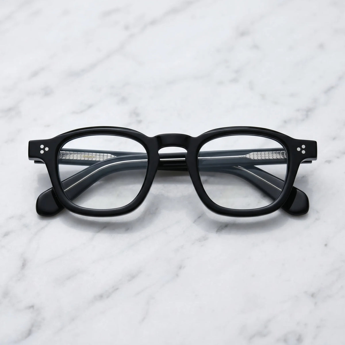 Barledear Charcoal Noir eyeglasses folded display showing full-rim acetate frame and black temple design