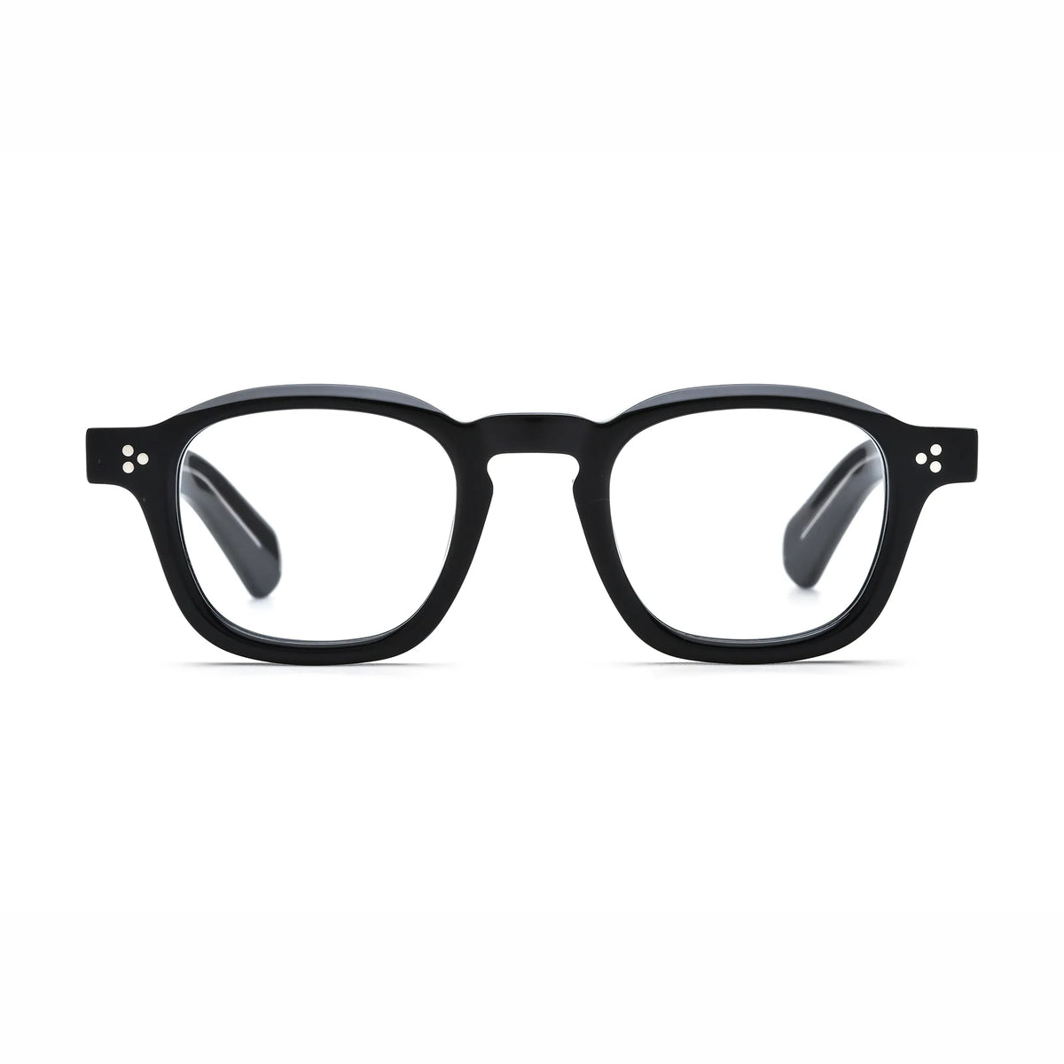 Barledear Charcoal Noir eyeglasses front view with lightweight retro square acetate frame
