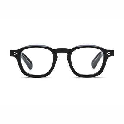 Barledear Charcoal Noir eyeglasses front view with lightweight retro square acetate frame