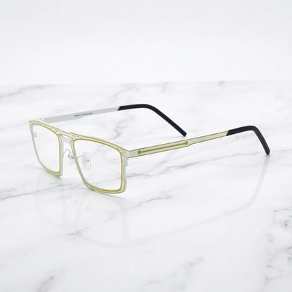 Barledear Citrus Ivory eyeglasses angled side view showing slim dual-tone temples, bridge detail, and adjustable nose pads