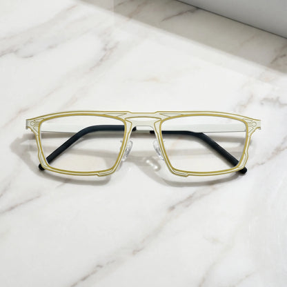 Barledear Citrus Ivory eyeglasses folded display showing slim titanium frame and temple design