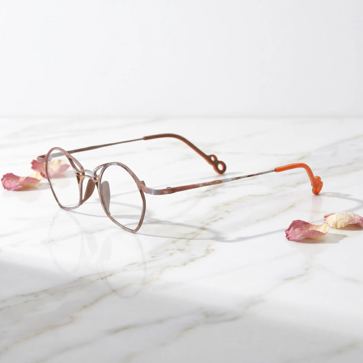 Barledear Cocoa Ember Brown eyeglasses angled side view showing slim temples and bridge detail