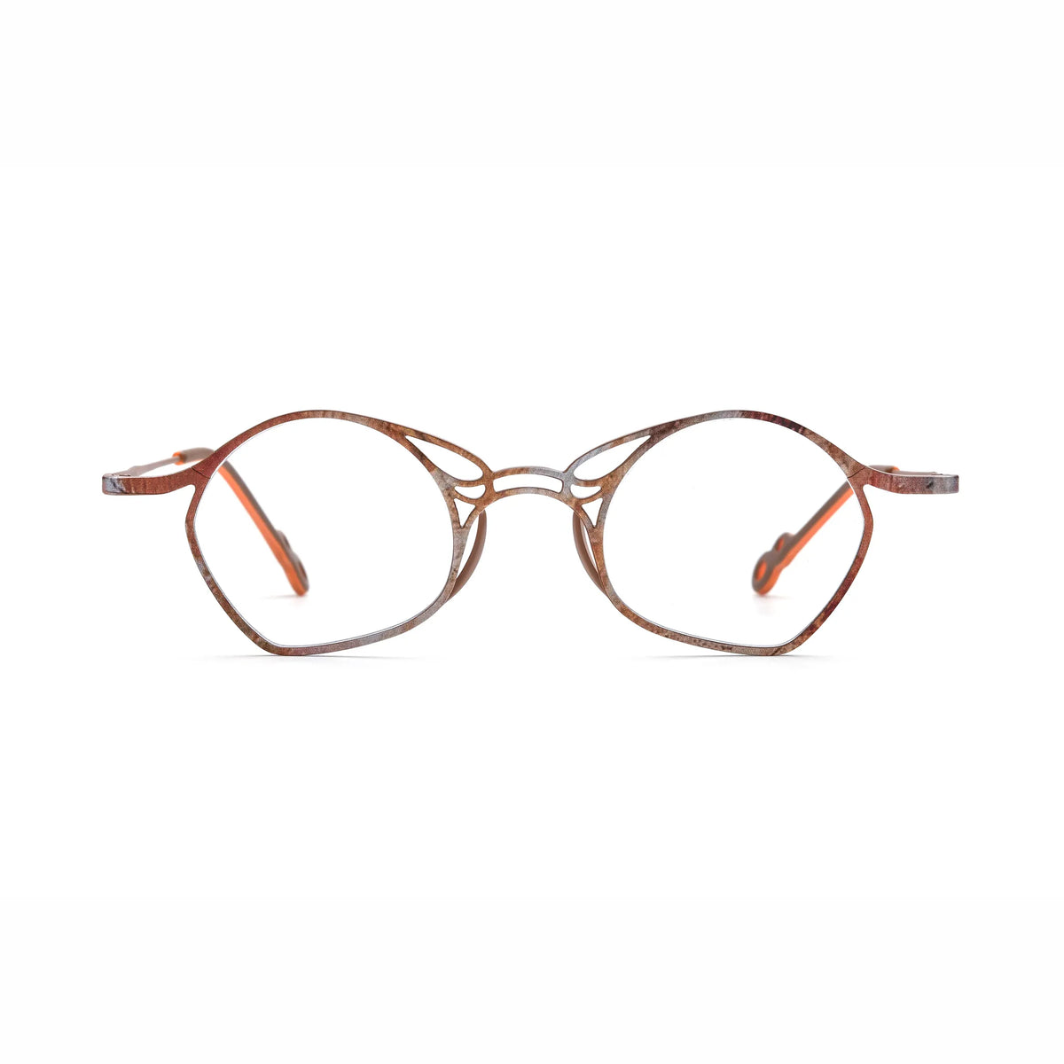Barledear Cocoa Ember Brown eyeglasses front view with lightweight geometric titanium frame