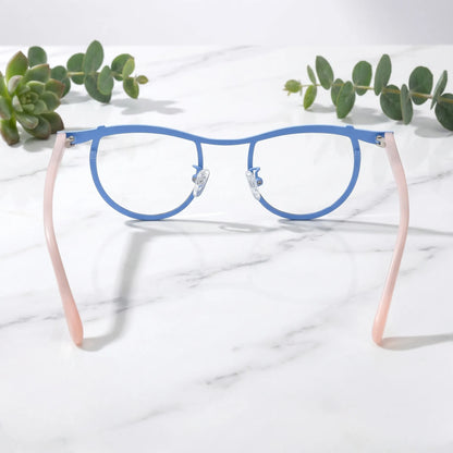 Barledear Cocoa Sky Blush eyeglasses back view showing temple shape and frame structure