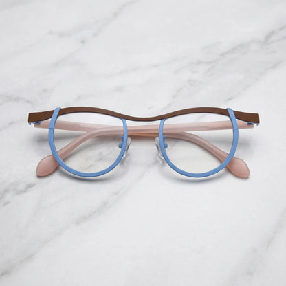 Barledear Cocoa Sky Blush eyeglasses folded display showing frame and temple design