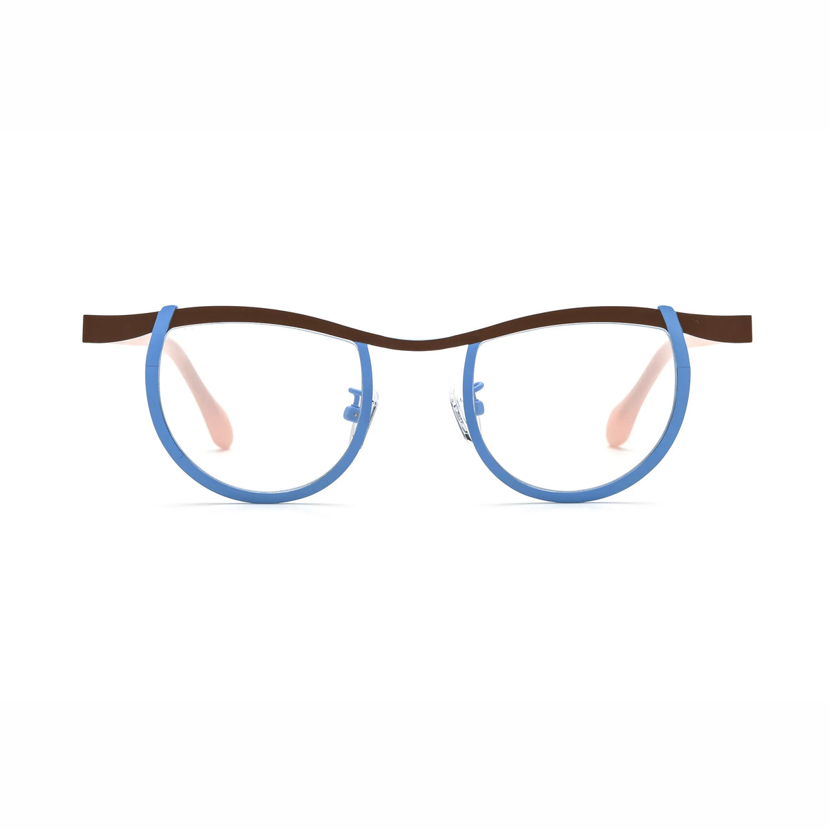 Barledear Cocoa Sky Blush eyeglasses front view with lightweight butterfly titanium frame