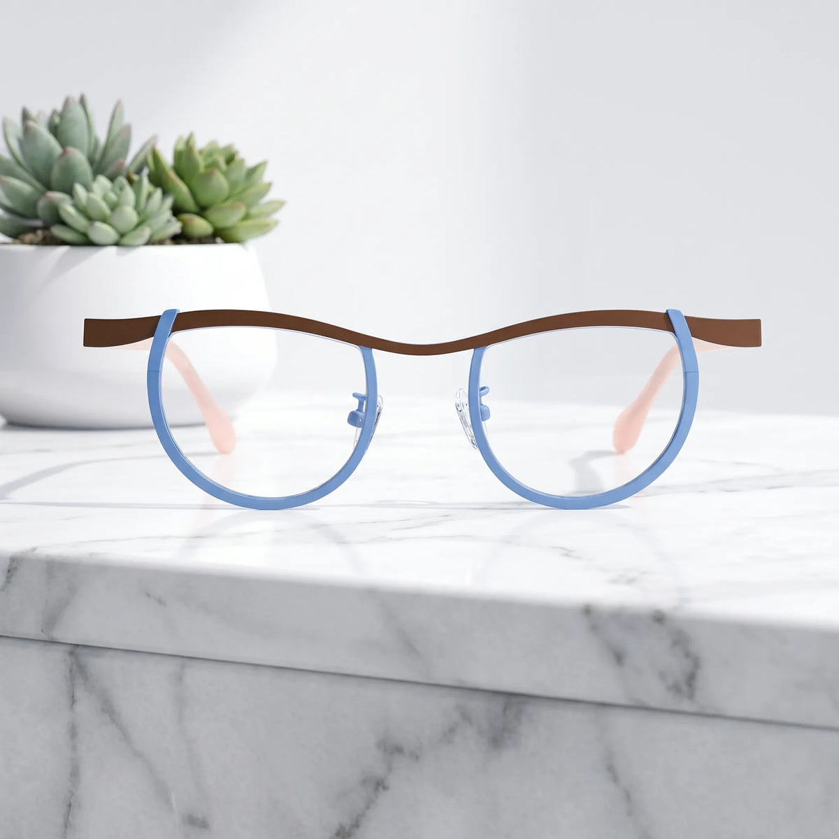 Barledear Cocoa Sky Blush eyeglasses shown in a clean lifestyle front view