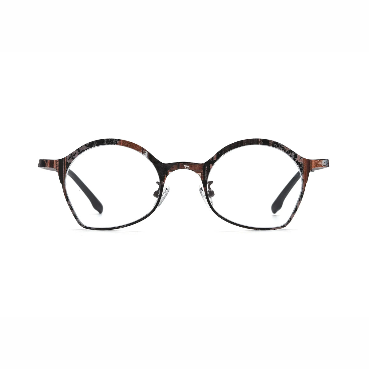 Barledear Copper Noir Brown eyeglasses front view with lightweight butterfly titanium frame