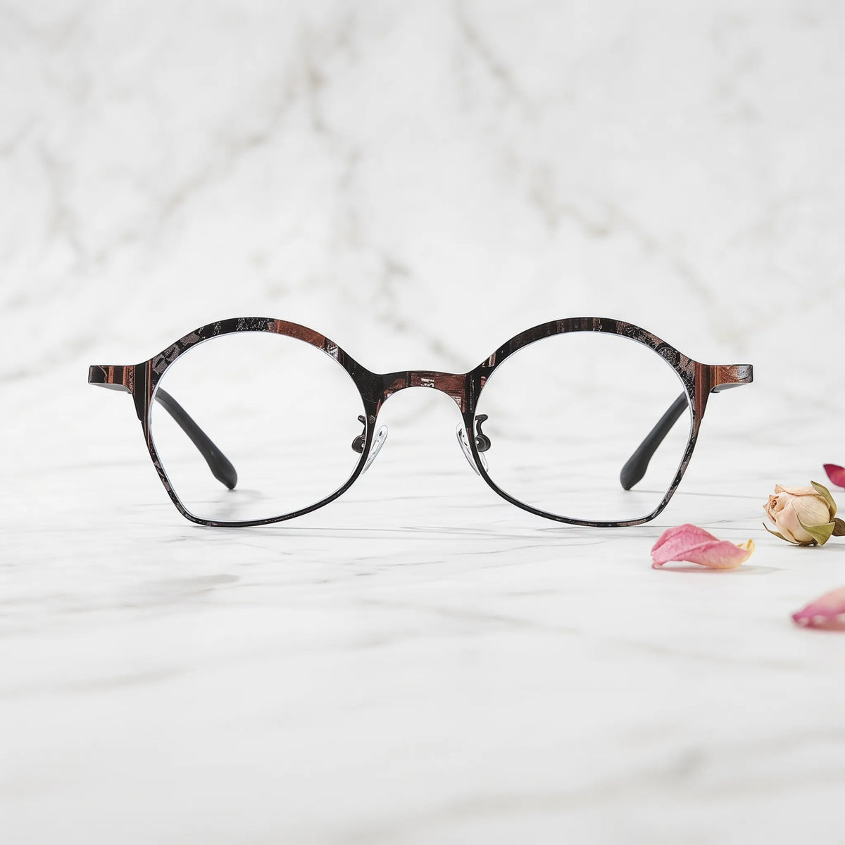 Barledear Copper Noir Brown eyeglasses shown in a clean lifestyle front view