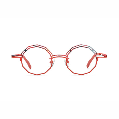 Barledear Coral Rouge eyeglasses front view with lightweight octagonal pure titanium frame