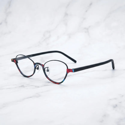 Barledear Crimson Noir eyeglasses angled side view showing slim temples adjustable nose pads and bridge detail