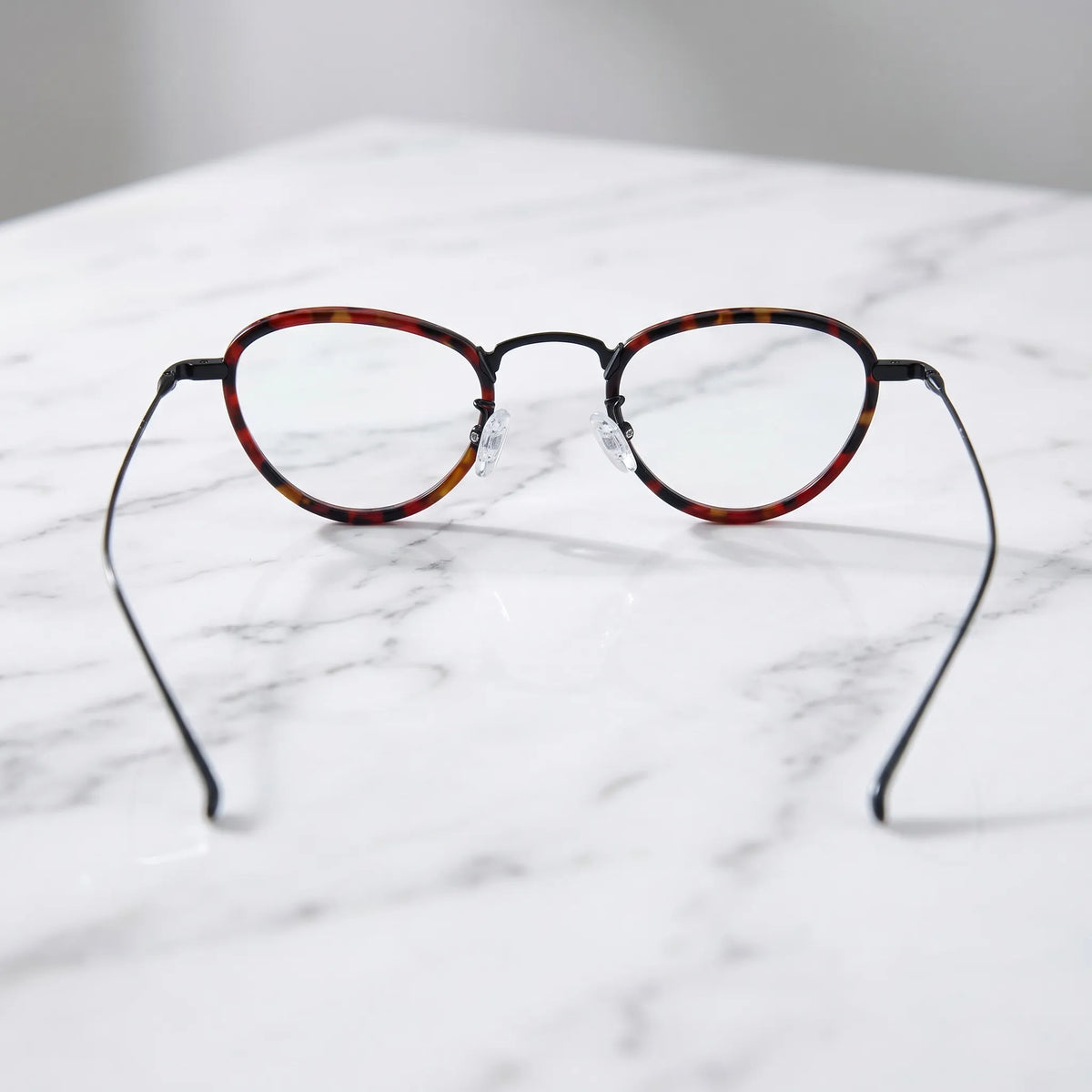Barledear Crimson Noir eyeglasses back view showing temple shape full-rim structure and comfortable nose pads