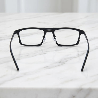 Barledear Crimson Noir eyeglasses back view showing full-rim square frame structure and curved temple tips