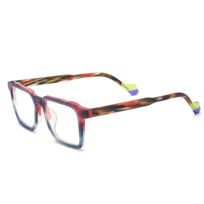 Barledear Crimson Smoke eyeglasses angled side view showing multicolor marbled temples and contrast temple tips