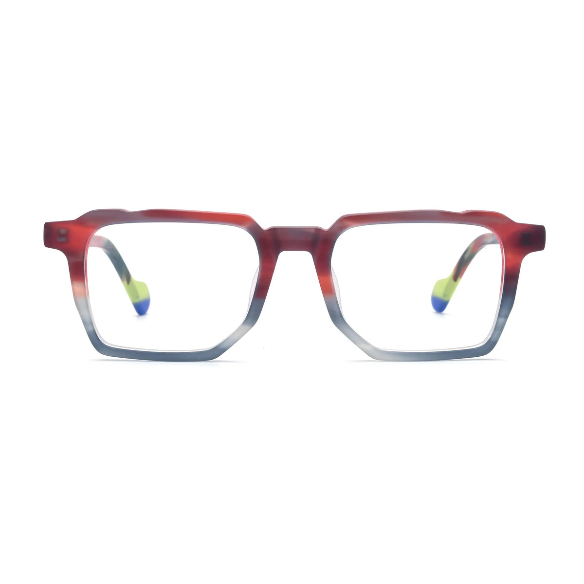Barledear Crimson Smoke square acetate eyeglasses front view with a matte red and smoke gray frame