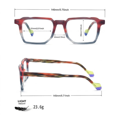 Barledear Crimson Smoke eyeglasses size chart with 146 mm frame width 51 mm lenses 20 mm bridge and 145 mm temples
