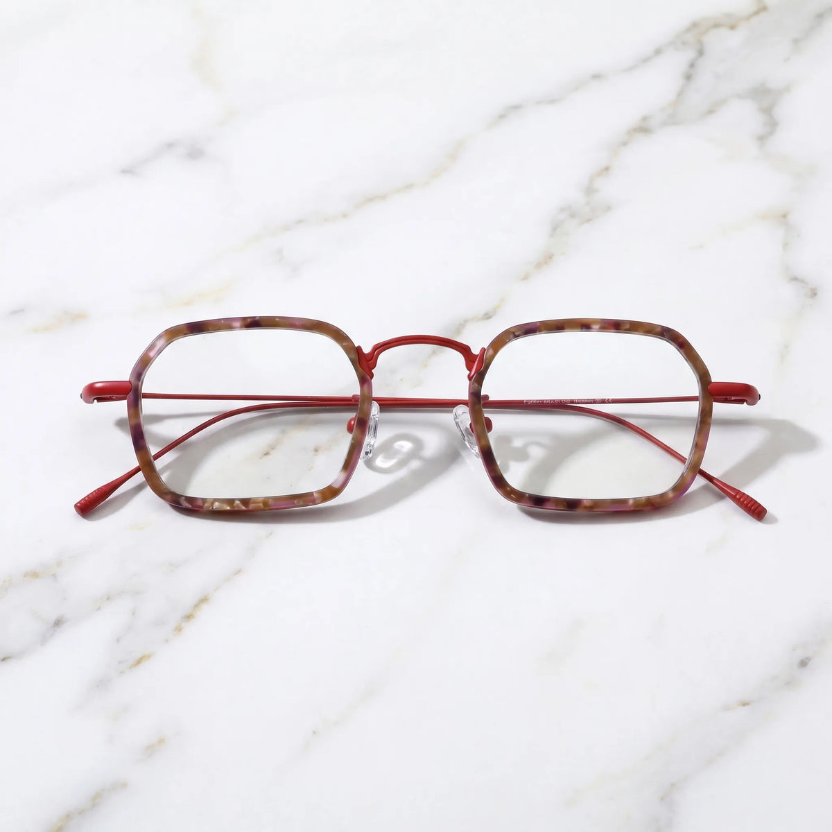 Barledear Crimson Tortoise Red eyeglasses folded display showing frame and temple design