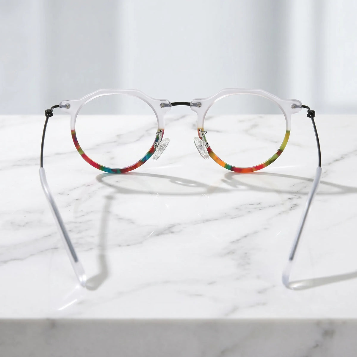 Barledear Crystal Rainbow eyeglasses back view showing temple shape full-rim structure and comfortable fit