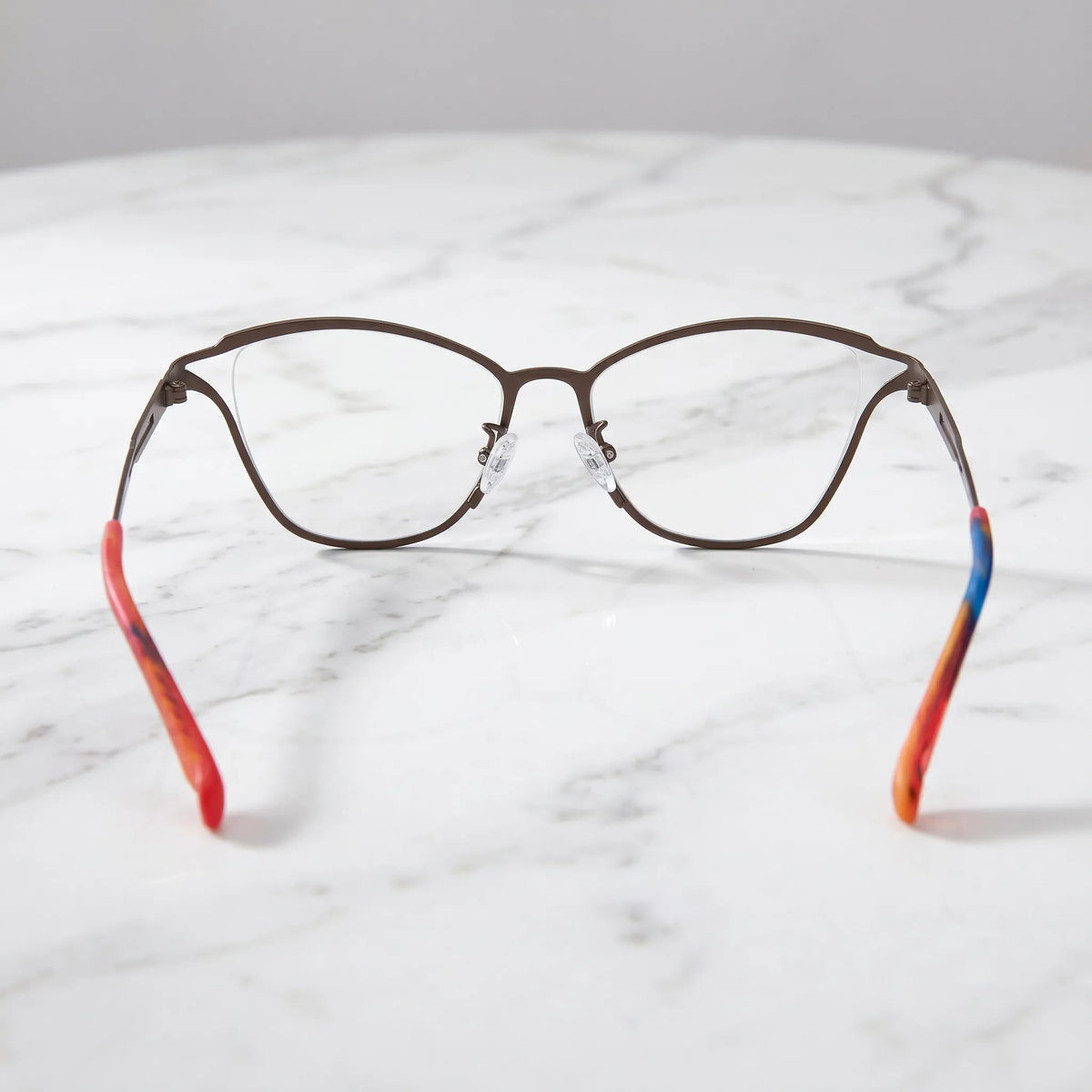 Barledear Dark Prism Tortoise eyeglasses back view showing full-rim frame structure, temple shape, and silicone nose pads