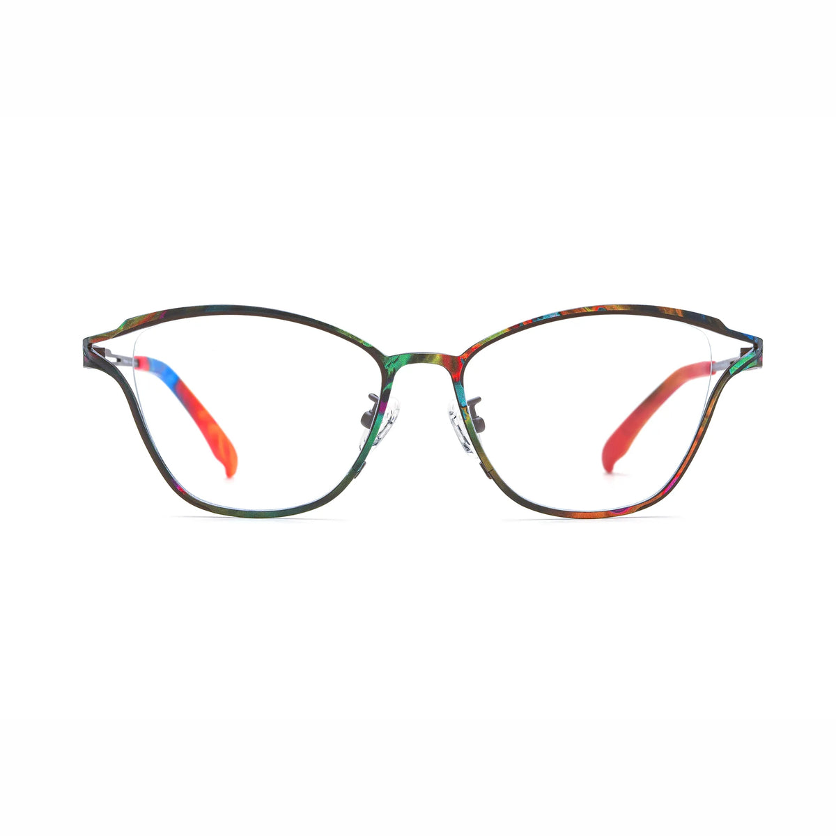 Barledear Dark Prism Tortoise eyeglasses front view with lightweight pure titanium butterfly cat-eye full-rim frame