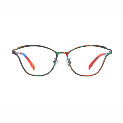 Barledear Dark Prism Tortoise eyeglasses front view with lightweight pure titanium butterfly cat-eye full-rim frame