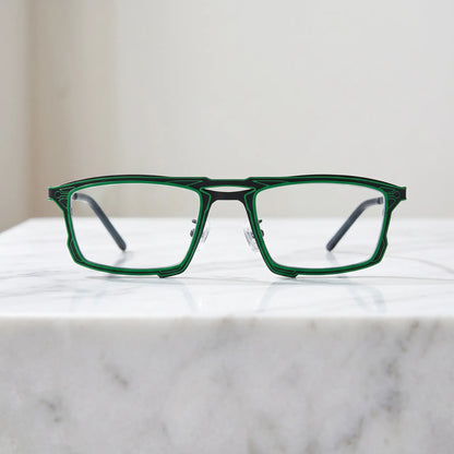 Barledear Electric Ivy Black eyeglasses shown in a clean lifestyle front view with modern square titanium frame styling