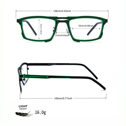 Barledear Electric Ivy Black eyeglasses size chart showing 138 mm frame width, 53 mm lens width, 35 mm lens height, 21 mm bridge, and 145 mm temple length
