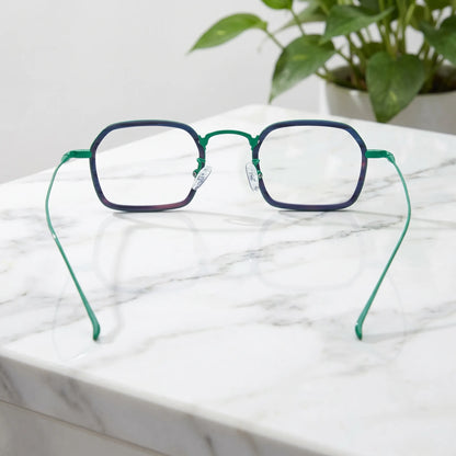Barledear Emerald Graphite Green eyeglasses back view showing temple shape and full-rim frame structure