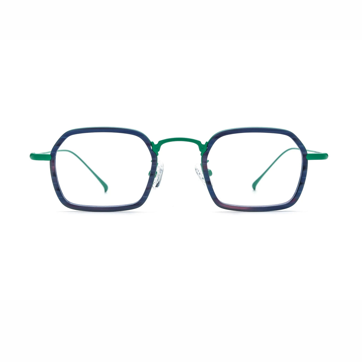 Barledear Emerald Graphite Green eyeglasses front view with lightweight geometric acetate titanium frame
