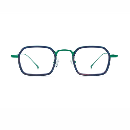 Barledear Emerald Graphite Green eyeglasses front view with lightweight geometric acetate titanium frame