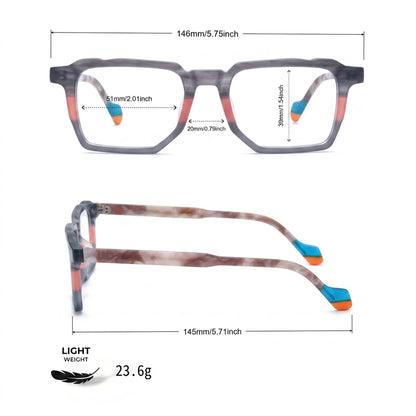 Barledear Graphite Blush eyeglasses size chart with 146 mm frame width 51 mm lenses 20 mm bridge and 145 mm temples