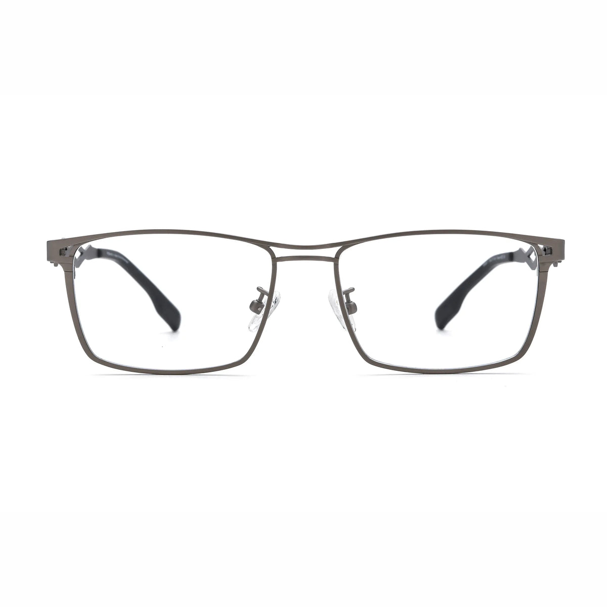 Barledear Graphite Gunmetal eyeglasses front view with lightweight pure titanium square frame and clean