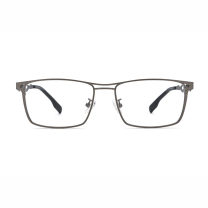 Barledear Graphite Gunmetal eyeglasses front view with lightweight pure titanium square frame and clean