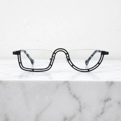 Barledear Graphite Mosaic Black eyeglasses shown in a clean lifestyle front view