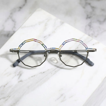 Barledear Graphite Mosaic eyeglasses folded display showing frame and temple design