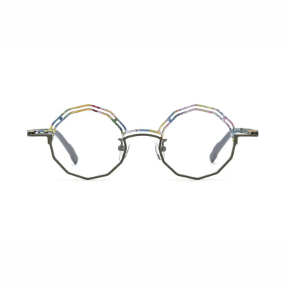 Barledear Graphite Mosaic eyeglasses front view with lightweight octagonal pure titanium frame