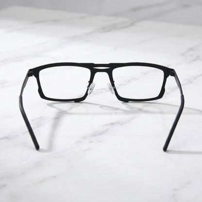 Barledear Graphite Noir eyeglasses back view showing full-rim square frame structure and curved temple tips