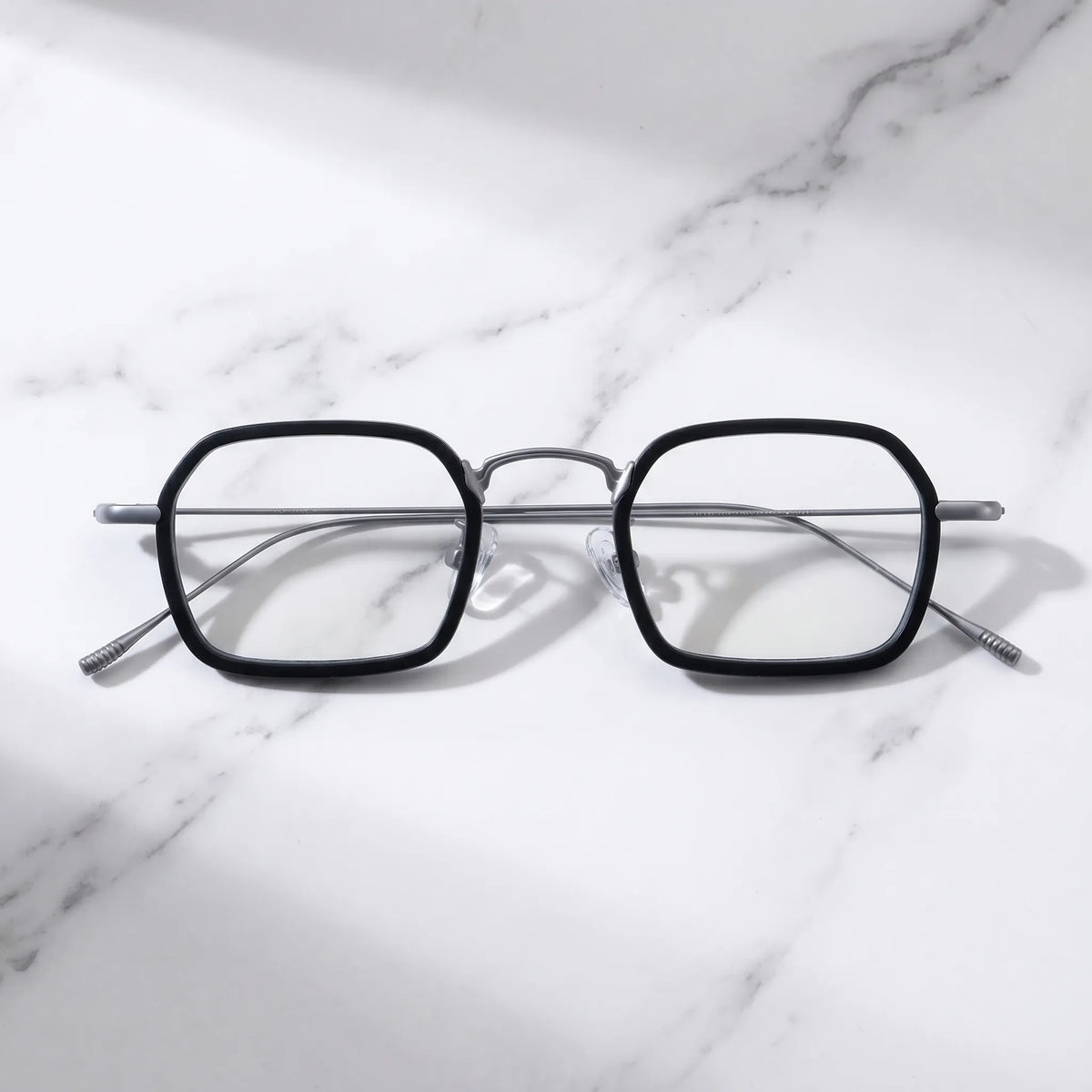 Barledear Graphite Titanium Silver eyeglasses folded display showing frame and temple design