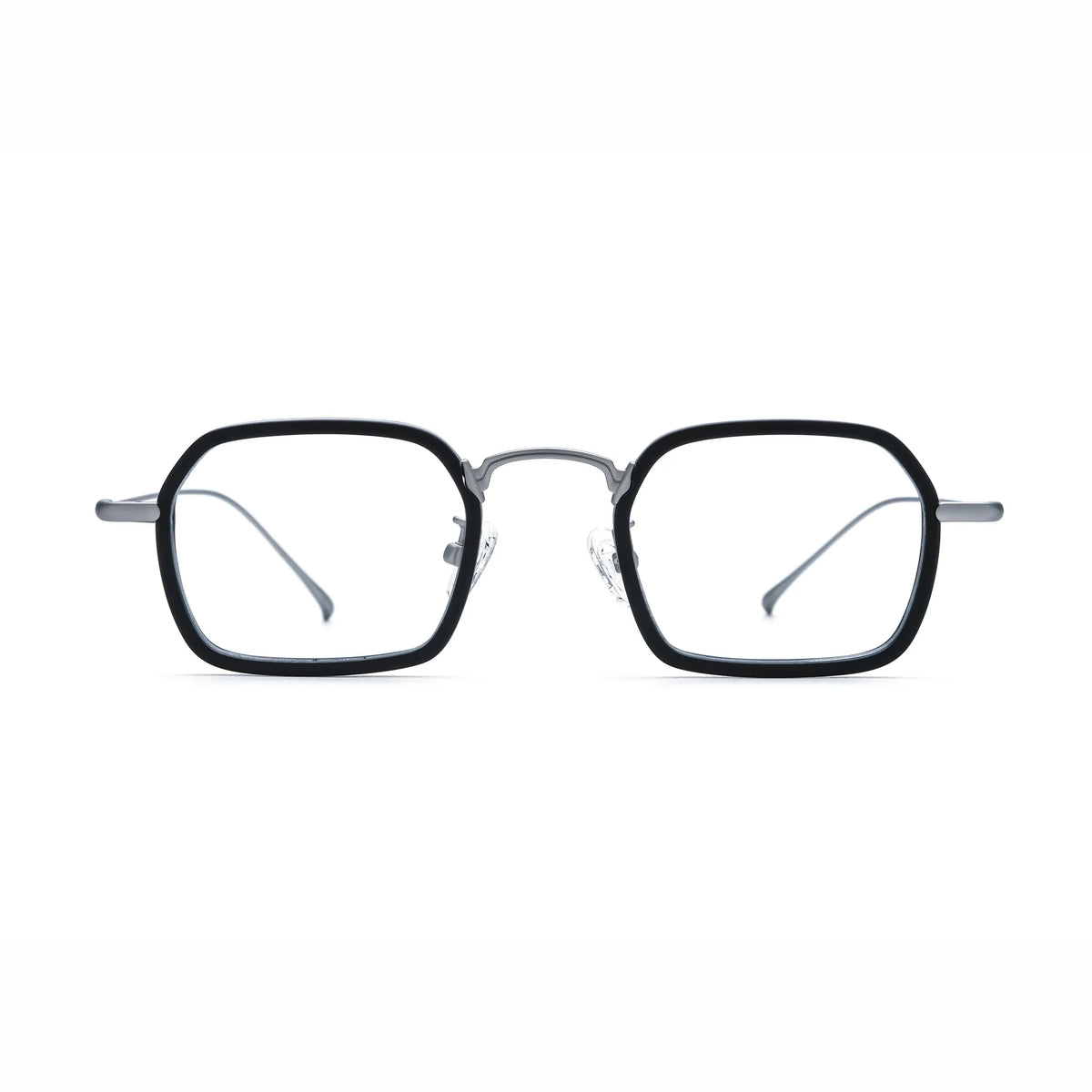 Barledear Graphite Titanium Silver eyeglasses front view with lightweight geometric acetate titanium frame